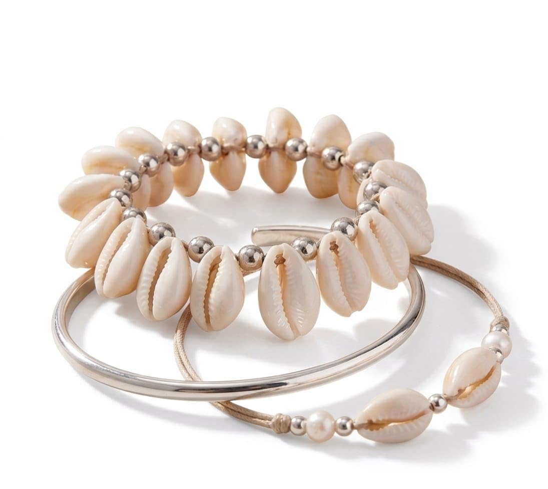 Chawla's Luxe Cowrie Shell Bracelet Pair for Women | Boho Beach Style Wrist Bracelet Set | Lightweight Summer Jewelry - Review, Price and Buying Guide