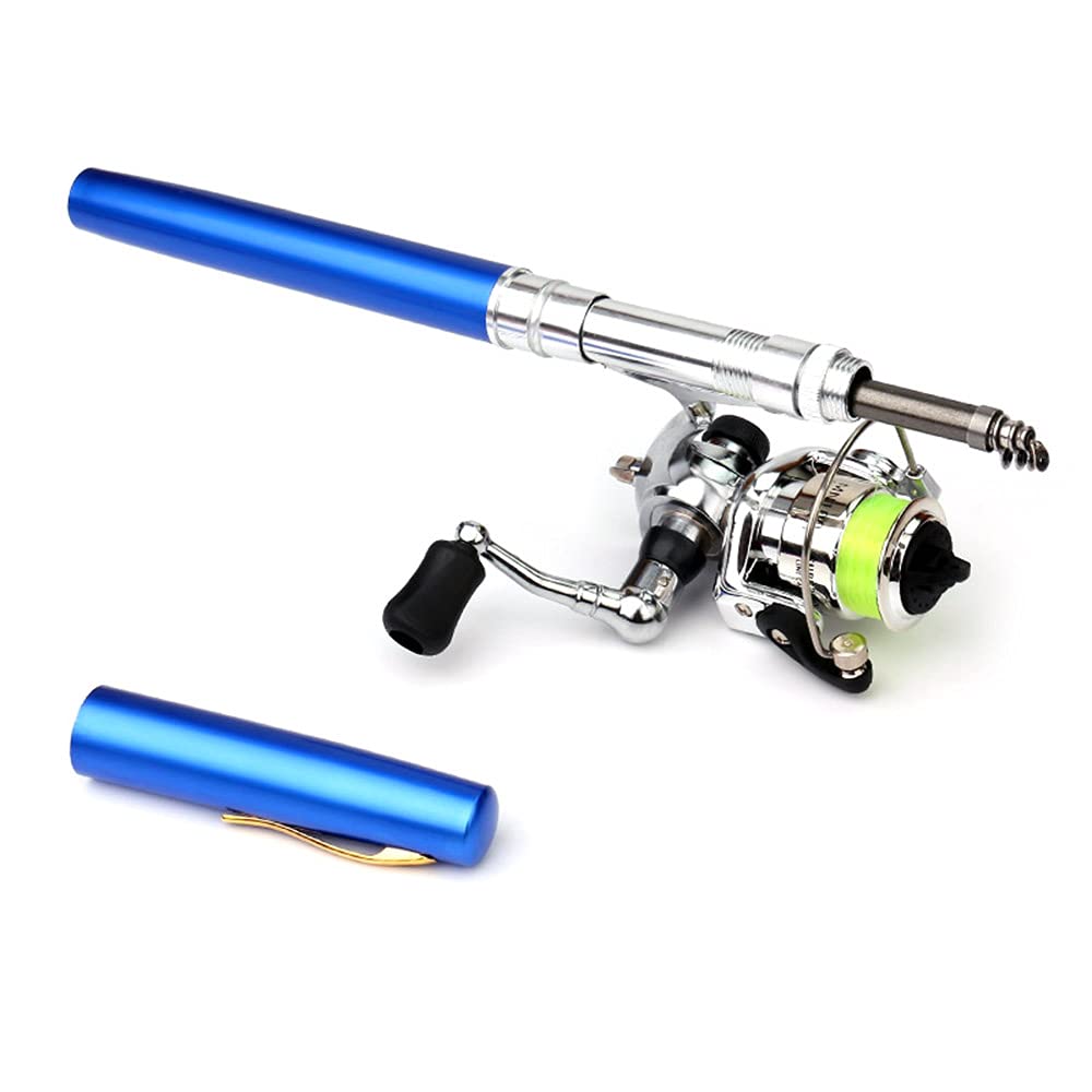 doorslay Pen Fishing Rod Kit Mini Fishing Pole Pocket Pen Rod Set Fishing Rod Pen Portable Telescopic Fishing Rod with Spinning Reel Fishing Rod Reel Combo for Travel Saltwater Freshwater Sea