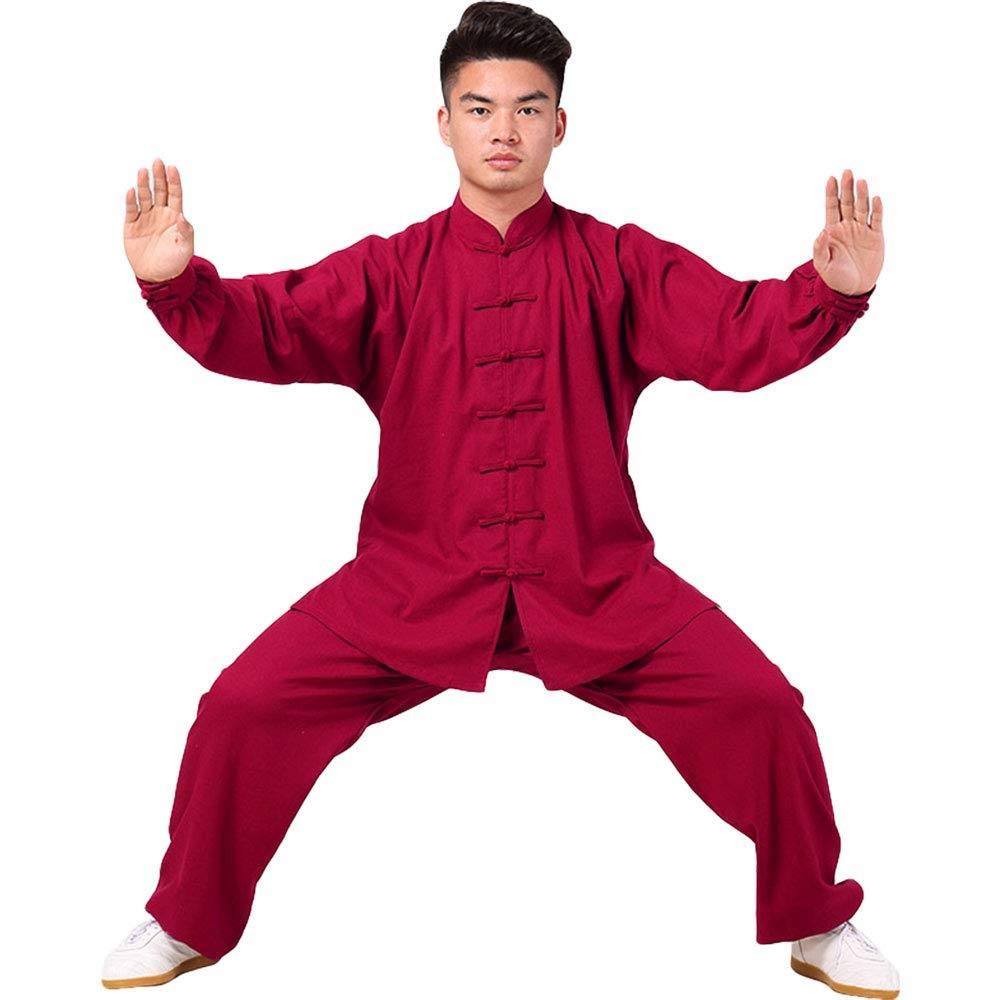Tai Chi Donna，uomo Abito Uniforme Tai Chi ， Arti Marziali Tradizionali Taiji Kung Fu Qigong Wushu Wing Chun Shaolin Training Abbigliamento Classico Maniche Lunghe Per Uomo Donna - Lino In Cotone,Red-L