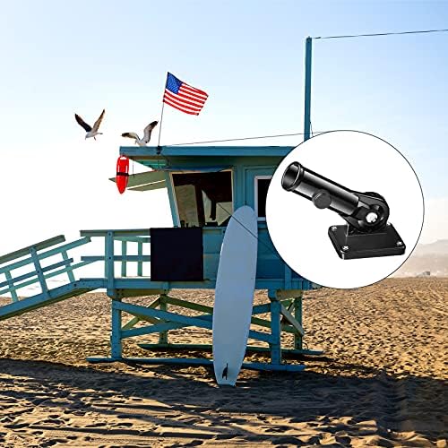 Flag Pole Holder Mounting Bracket Adjustable Flagpole Rod Hitch Bracket Multi-Position Flag Pole Mounting Bracket with Hardwares Aluminum Alloy Rust-Free Flagpole Holder (Black)