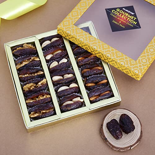 Image of MARKSTOR Medjoul Dates And Nuts Gift Box - Gourmet Collection Of Exotic Medjoul Dates Filled With Select Nuts
