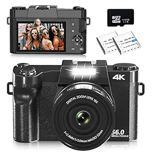 Saneen-Digital-Camera-4K-Cameras-for-Photography-56MP-Vlogging-Camera-for-YouTube-with-32GB-SD-Card-16X-Digital-Camera-for-Teens-Kids-Beginner-with-2-Rechargeable-Batteries-Black