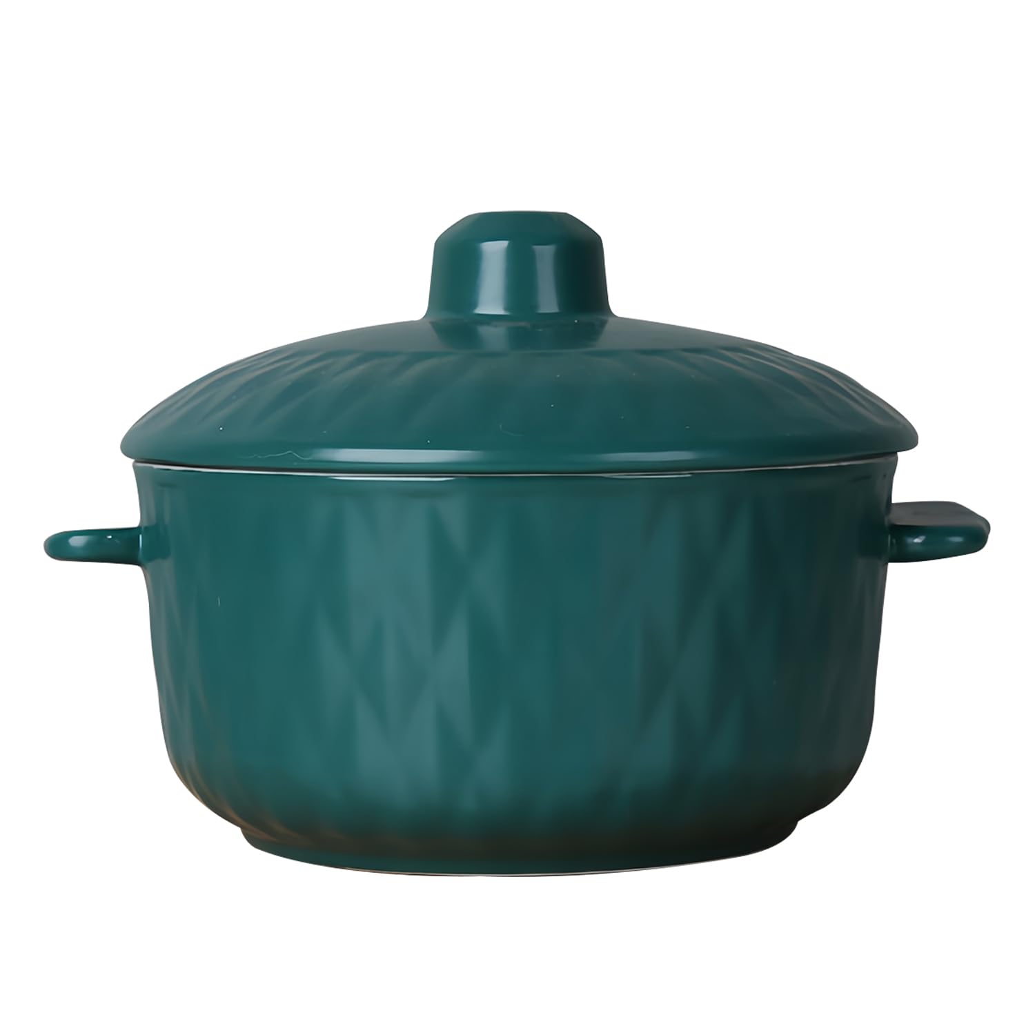 Dowbom Large Soup Bowl With Lid, 1000ml Porcelain Ramen Bowl, Instant Noodle Microwave Safe (Green)