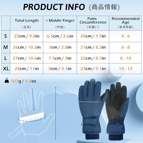 Image of TRIWONDER Kids Winter Snow Gloves, Warm Windproof Mittens for Skiing Snowboarding, Boys and Girls (4-6 Years Old)