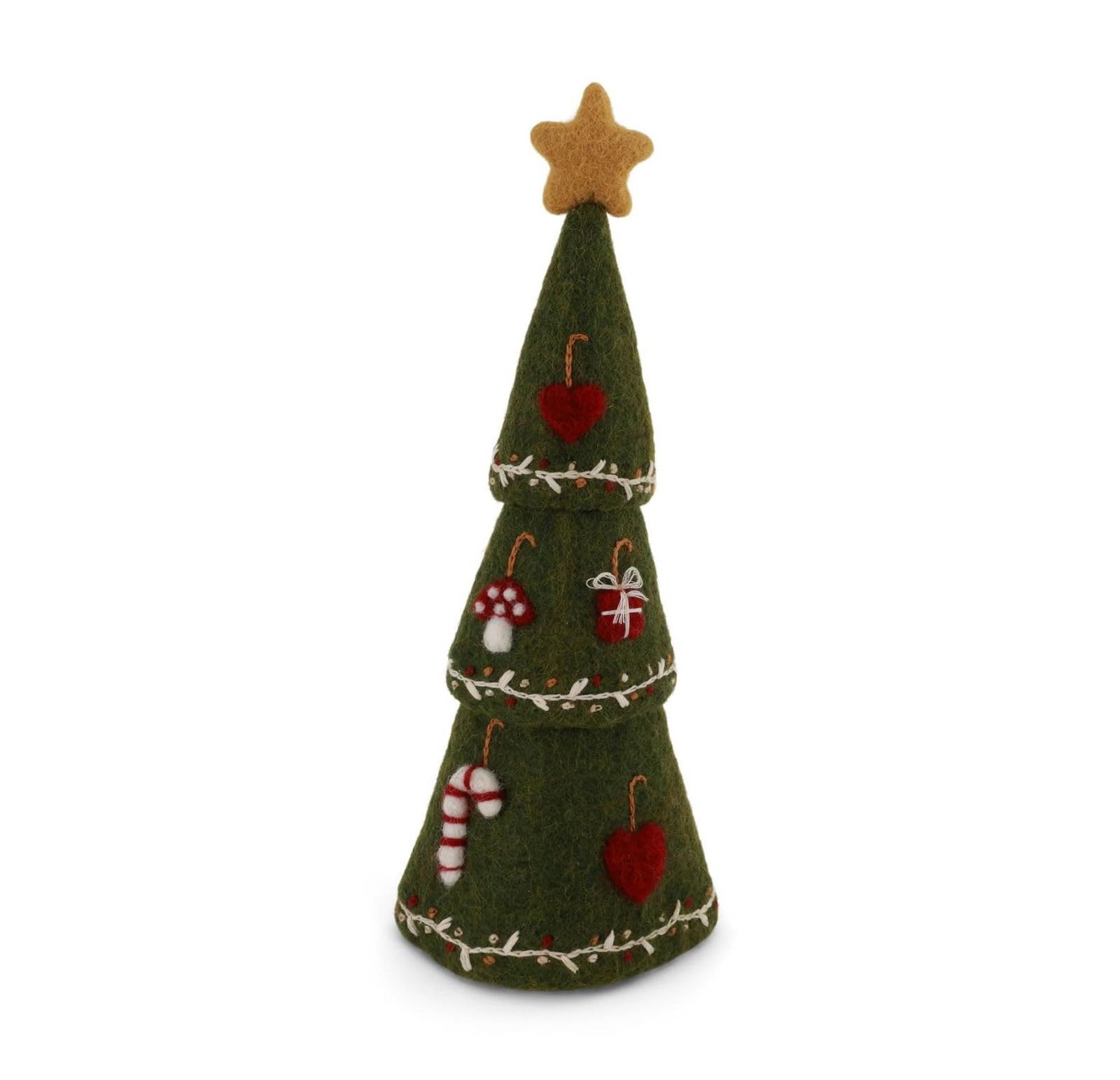 Gry & Sif Christmas Tree With Details - 3-In-1 - Green Handmade & Fairtrade Certified | Stylish Danish Design X Nepali Artisans | Christmas Tree With Details - 3 In 1 - Green