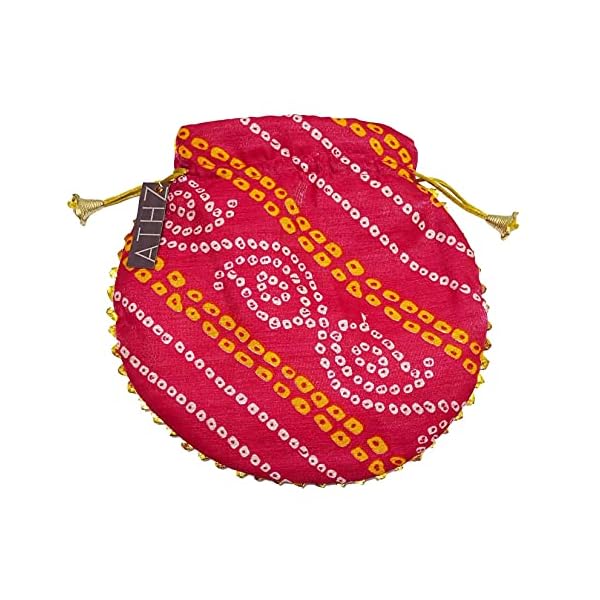 ATHZ gota patti Red bandhej Potli Bag Golden work wedding potli for ladies Gift for women handbags - Image 6