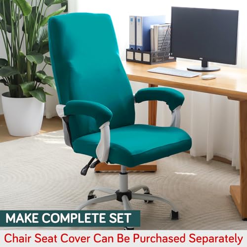 Image of HOKIPO 'SereneSolids' 140 GSM Armrest Covers for Office Chair (Zipper Style), 1 Pair, Teal (AR-5934-TEAL)
