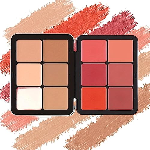 Concealer Palette, Colour Corrector Concealer Palette, Palette Di Fard In Crema, Impermeabili a Lunga Durata Set Per Tutti I Tipi Di Pelle (Concealer&Blush-A)