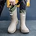 WOWSTICK Waterproof Rain Boots for Men and Women Lightweight Slip Resistant Fishing Deck Garden Mid-calf Outdoor Work Booties, 817SK Grey 44