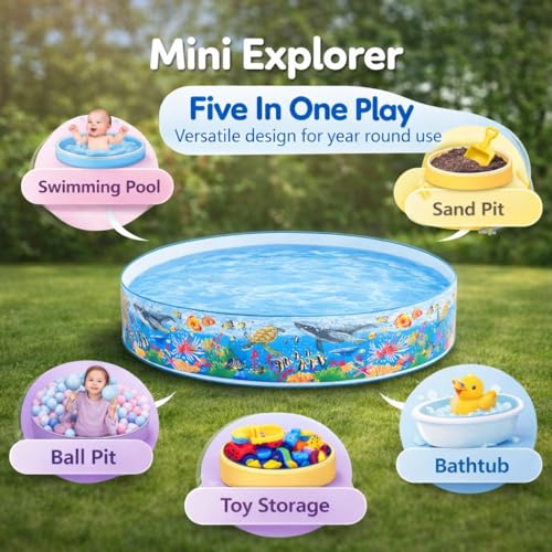 Image of MiniExplorer 6 Feet Snapset Kids Pool | Large Bathing Tub for Kids | Summer Water Fun Pool Toy - 6ft x 1.3ft Outdoor & Garden Splash Pool for Toddlers, Boys & Girls