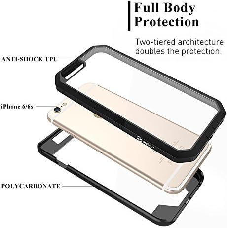 Style4U iPhone 6S Case, iPhone 6 Case, Slim Shock Absorbent Scratch Resistant Full Body Protection Hybrid Armor Defender Case for Apple iPhone 6S / 6 with 1 Stylus [Black]