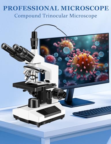 Image of Microscopes for Adults WF10x and WF25x eyepieces Compound Microscope with Microscope Slides, Microscopes Kit for Kids Students Home School (Monocular Microscope with Big Bundle)