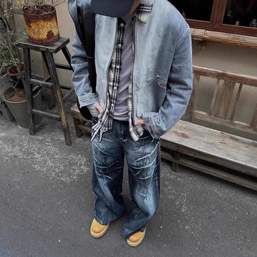 DGHM-JLMY Mens Streetwear Hip Hop Baggy Jeans Retro Crack Washed Distressed Loose Trousers Wide Leg Denim Pants4