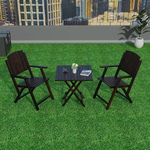 Sheesham Wooden Portable Foldable 2 Seater Chair with Table Set O...
