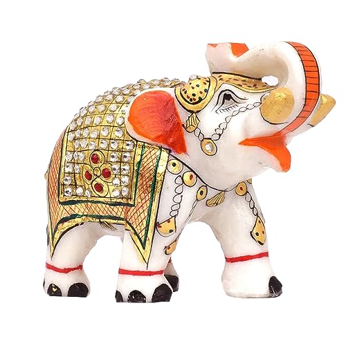 Elegant Marble Elephant Showpiece - Handcrafted Home Decor 3 inch Elephant Statue Symbolizing Love, Strength, Luck | Pure Makrana Marble | Vastu Shastra Positive Energy — photo — 3 of 9