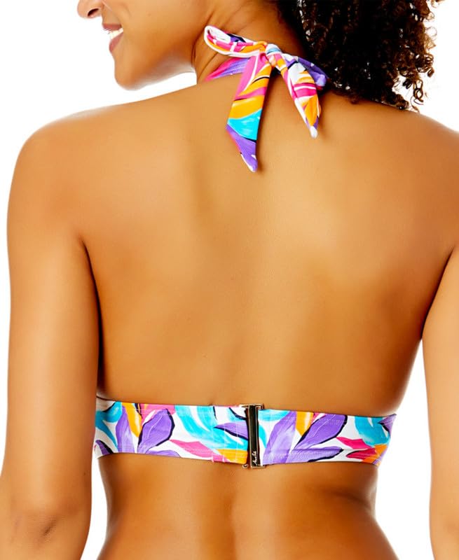 Anne Cole Women's Marilyn Printed Halter Bikini Top (White Print, D)2