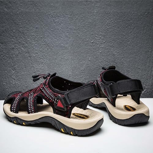 Men's Comfortable Breathable Sandals Ultra Light Elastic Hollow Out Beach Sandals Personalized Simple Men's Shoes Fisherman Sandals Red3