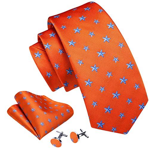 Image of Barry.Wang Fun Animal Ties for Men Designer Handkerchief Cufflink WOVEN Casual Necktie Set Festival