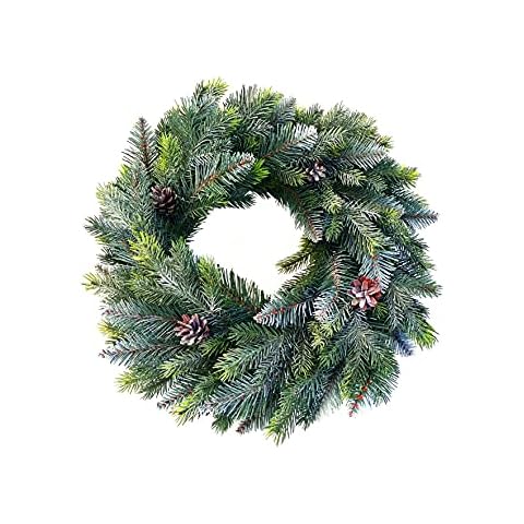 Künstlicher Weihnachtskranz für Tür, 50cm Türkranz Weihnachten außen und innen - Made in EU - Adventskranz künstlich wunderschön mit Kunstschnee, Tannenzapfen - Pure Living Kranz Weihnachten Cover