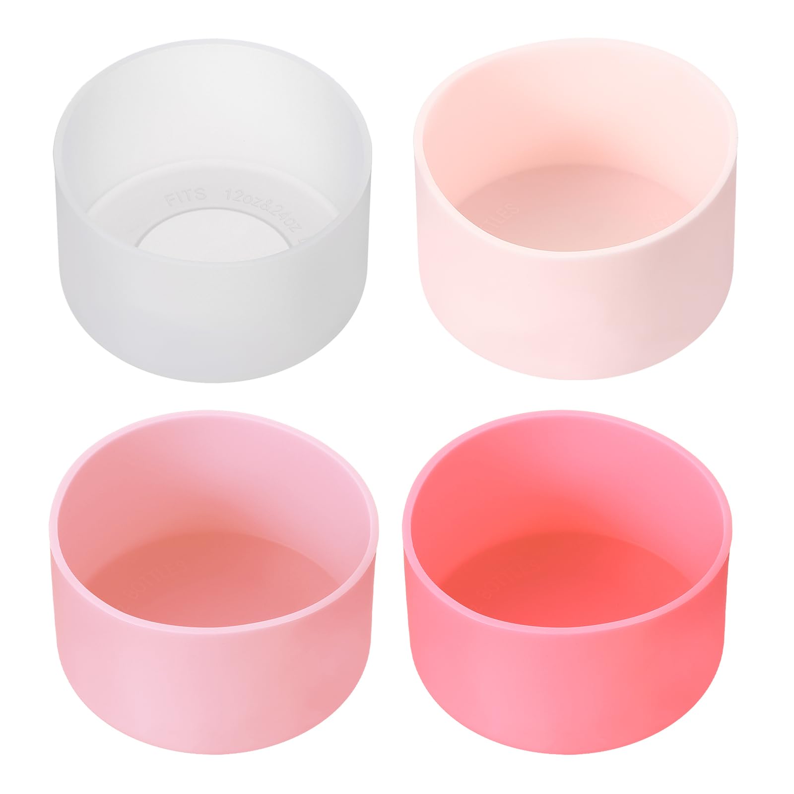 PATIKIL Silicone Boot for Tumbler Boot, 4Pcs Bottom Sleeve Protector for Water Bottle Car Travel Cup, Light Pink/Pink/Dark Pink/Transparent