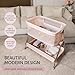 KOOLABABY Baby Bedside Sleeper - Bassinet & Bedside Crib with Height Adjustment & Wheels - Can Be Placed Next to Bed - Attaches to Parents Bed - Easy to Fold & Carry Bassinet for Girls (Pink)