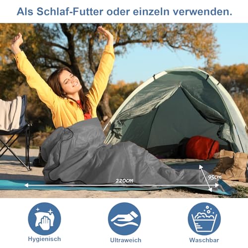 Sleeping Bag Liner, Saco de Dormir para Adultos actualizado con cierre en el pie, sábanas de viaje ligeras y portátiles para camping, ideal para mochila, hostales y camping miniatura 5