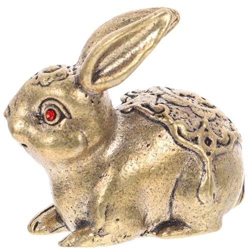 FRCOLOR ブラスラッキーラビット ウサギのグッズフィギュア 我が家のうさぎの置物 卓上装飾 ウサギの装飾 車の装飾品 rabbit 真鍮のウサギの置物 ウサギの像の装飾 の装飾