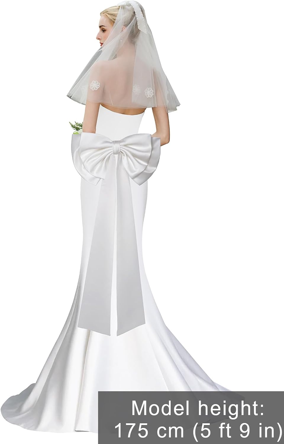 Detachable Coquette Satin Big Bow Separate Satin Bowknot with 31" Sweep Train for Dress Christmas Decoration Accessory