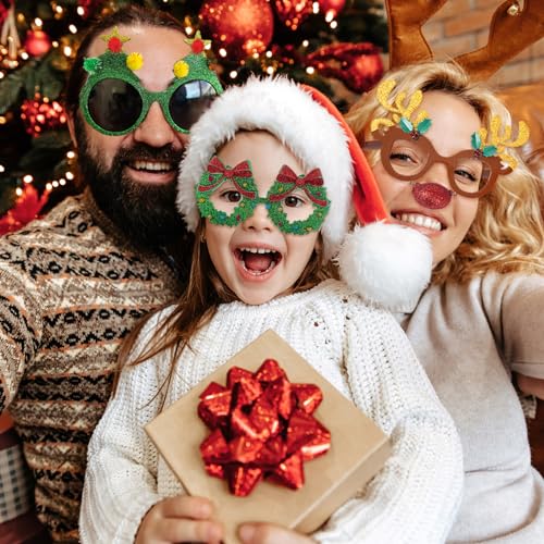 SUNOVELTIES Christmas Sunglasses Funny Glitter Party Glasses Xmas Celebration Eyewear Holiday Favors Costume Supplie2