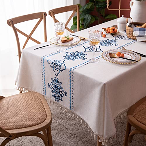 Ivapupu Rectangle Table Cloth Cotton Linen Tablecloth Waterproof Spillproof Wrinkle Free Kitchen Dinning Tabletop Decoration Table Cover For Party,Banquet,Indoor And Outdoor,58''X102'', 8-10 Seats #TOP24
