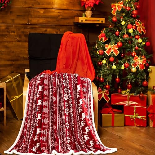 Couverture de Noël motif flocon de neige renne à offrir en cadeau
