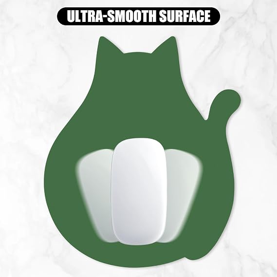 Funny Mouse Pad Cute Cat Shape Office Desk Accessories Decor for Women 9.65 x 8 Inch Small Mousepad with Non-Slip Rubber Base Washable Waterproof, Forest Green