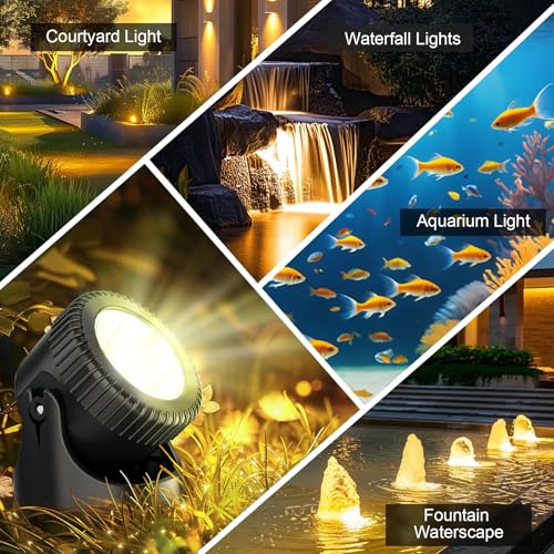 PChero Teichbeleuchtung LED Unterwasser, Unterwasserbeleuchtung Strahler Poolbeleuchtung Unterwasser Licht IP68 Wasserdicht Teichlicht für Pool Teich Garten Baum Innen Außen Deko