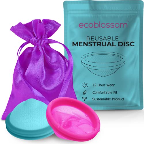 Ecoblossom Reusable Menstrual Disc - Set of 2 Menstrual Cup - Soft Period Disc for Women Designed with Flexible, Medical-Grade Silicone Period Cup (1 Small + 1 Large)