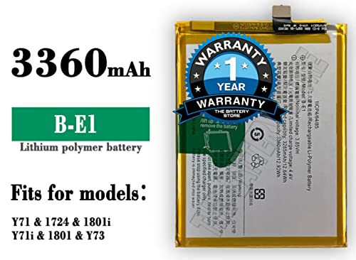 Image of THE BATTERY STORE Original replacment Battery Compatible for Vivo Y71, Y71i, 1724, 1801i (B-E1) with 1 Year Warranty and high Capacity Battery Backup Battery (for VIVO B-E1)