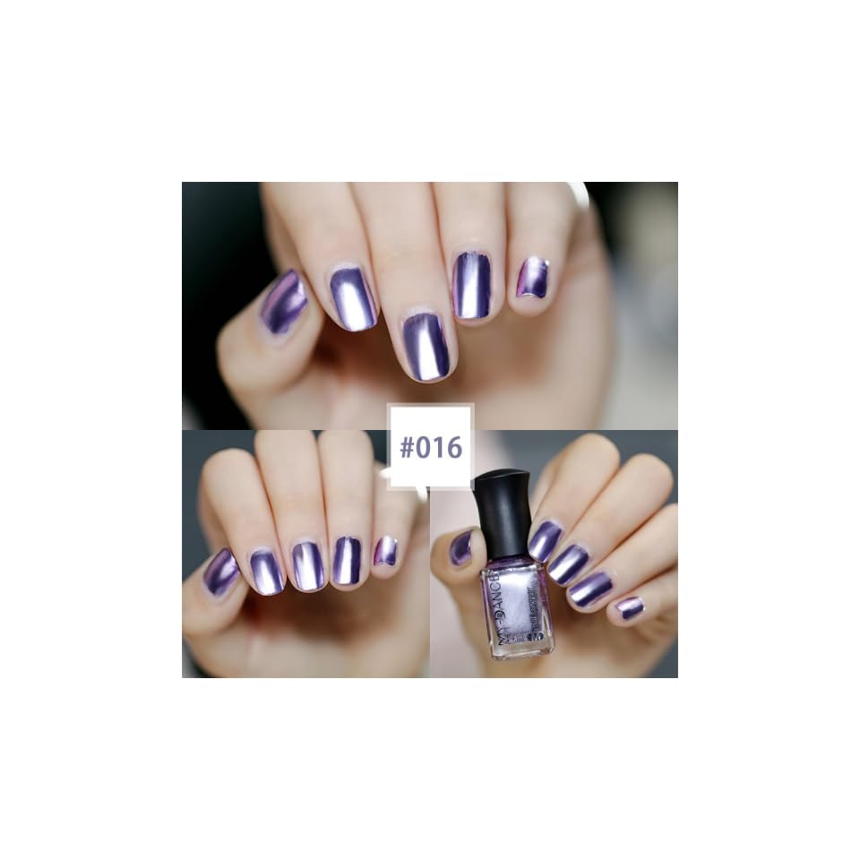 Purple Nail Polish Metallic Mirror Effect Metal Long-Lasting Quick Dry Nail Lacquers, Shiny Chrome DIY Manicure (016#TJ, 6ml)