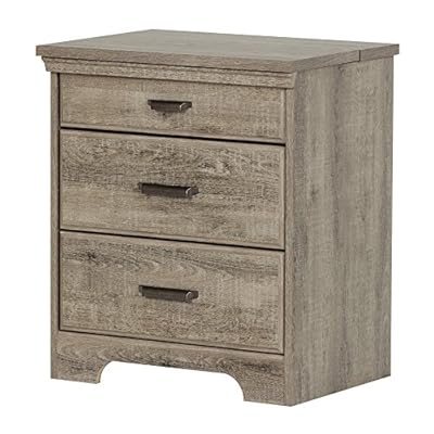 South Shore Versa Nightstand with 2 Drawers and Charging Station, Weathered Oak 51DCuOM23BL. SS400