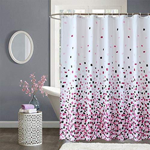 WedDecor Bathroom Shower Curtain Waterproof Mould Free Mildew Resistant, Heavy Duty 100% Polyester Fabric Curtains Liner Washable & Wipe Clean with 12 Curtain Hooks, Plain Grey, 180x180cm