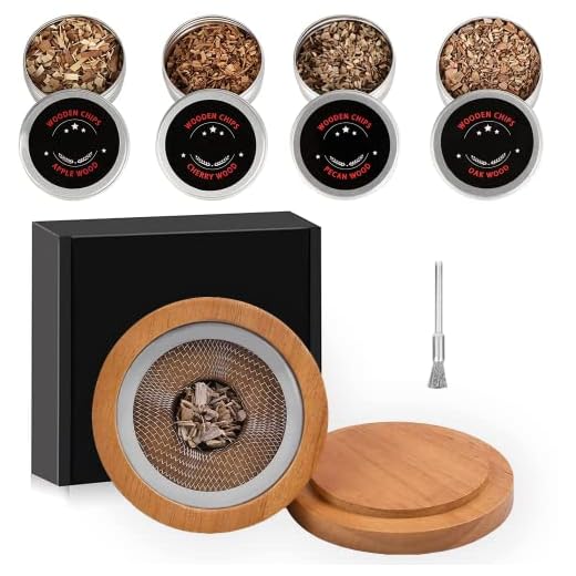 Cocktail Smoker Kit Chancemay Old Fashioned Chimney Smoking Infuse for Cocktail,Whiskey,Bourbon,Grill.Flavor Drink Smoker Kit with 4 varity Wood Chips,Chance May Smoking Infuser Kit for drink lover