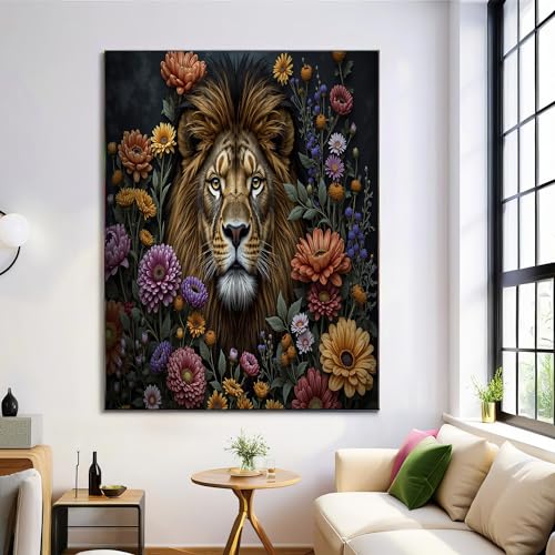 Cuadros decorativos de león en lienzo de 60x90 cm para transformar la pared de tu salón