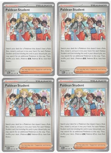 Paldean Student 085/091 - Paldean Fates - Pokemon Trainer Card Playset x4