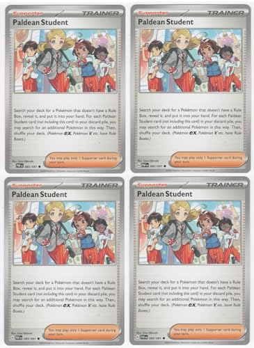 Paldean Student 085/091 - Paldean Fates - Pokemon Trainer Card Playset x4