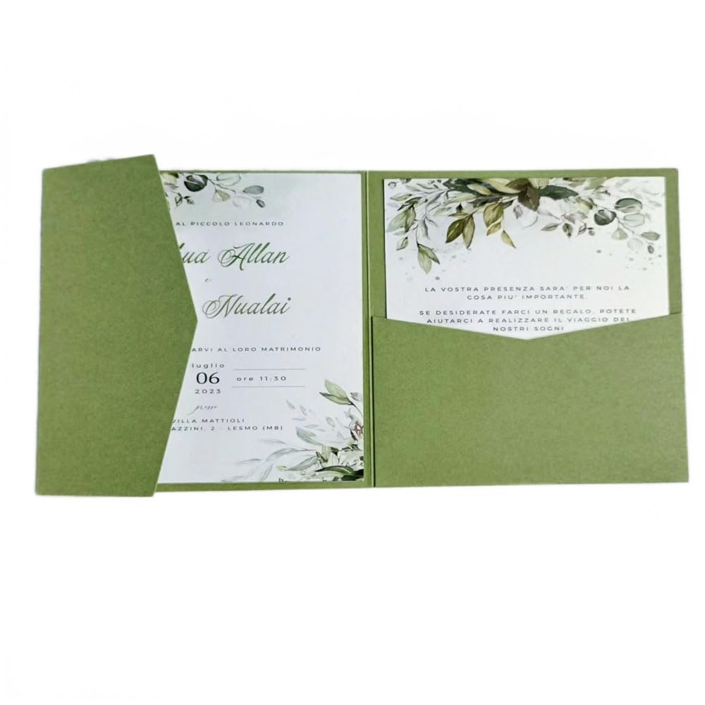 MillaSaw Verde oliva partecipazioni matrimonio biglietto d'invito 15x15cm copertura biglietto matrimonio 25 pezzi (verde oliva opaco)