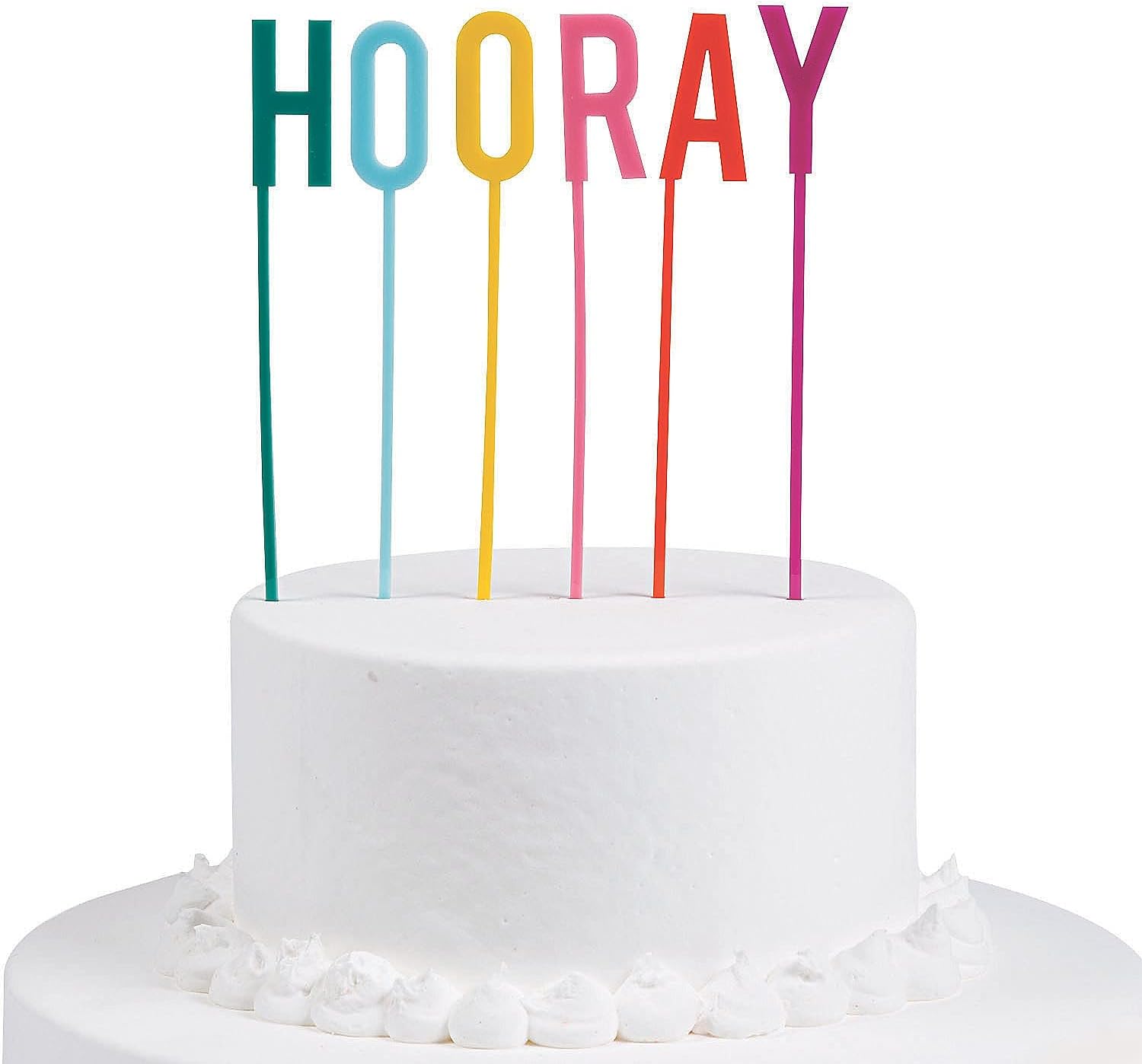 Fun ExpressHooray Cake Topper - Birthday and Party Supplies - 6 Piece Acrylic Set in Bright Colors