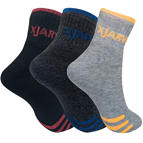 XJARVIS Athletic Ankle Length Half Terry Cotton Bamboo Socks Men & Women, Solid Sports Cushion Sneaker Unisex Towel Socks Combo for Running, Cycling & Gym, Odour Free (BLACK/DARK GREY/GREY)(Pack of 3)