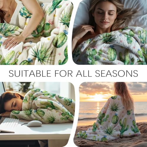 Plaid cactus couverture flanelle verte lavable lit canapé 150x130 - 7