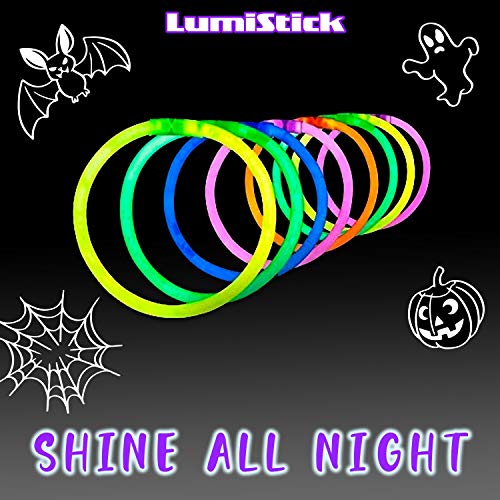 Lumistick 8 Inch 100 Glow Sticks Bulk Party Favors with Connectors | Light Sticks Neon Party Glow Necklaces and Glow Bracelets | Glow in The Dark Party Supplies (Assorted, 100 Glow Sticks)