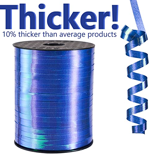 Image of PartyWoo Blue Ribbon, 500 Yard Curling Ribbon for Crafts, Balloon String, Gift Wrapping, Holographic - 1 Roll
