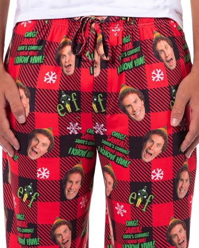 Elf The Movie Men's Santa's Coming! Christmas Tossed Sleep Pajama Pants For Adults3