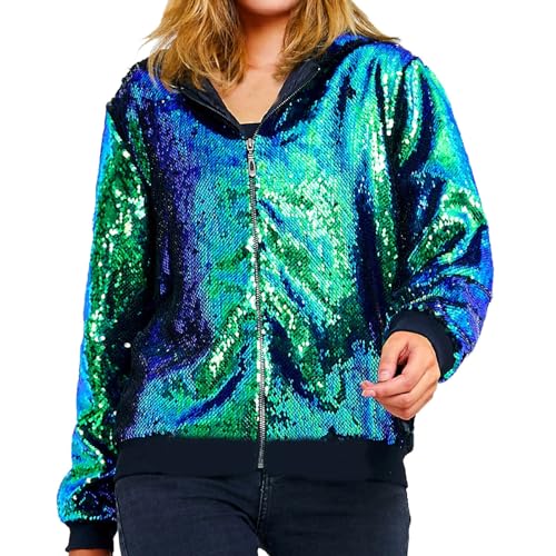 Veste à capuche à paillettes pour femme idéale pour vos soirées et sorties décontractées
